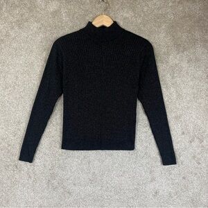 Talbots Vintage Sweater Womens Small Black Metallic Mock Neck Pullover- 4515
